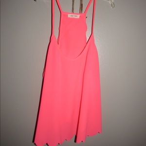 Neon Pink Scalloped Tank Top
